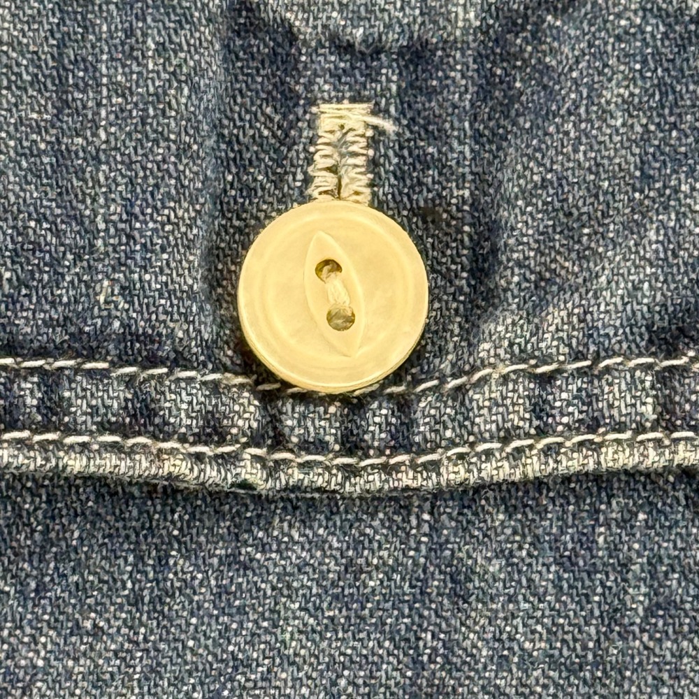 American Eagle Mens Denim Button Down Shirt Medium Wash Blue Cotton Small 11/18 - Picture 12 of 16